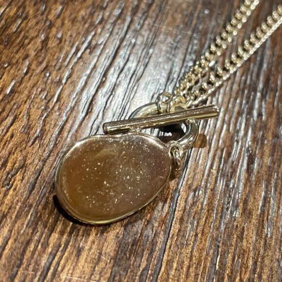 J.Crew Factory Gold-Plated Hammered Pendant Necklace T-Bar Closure BY611 - Picture 3 of 4